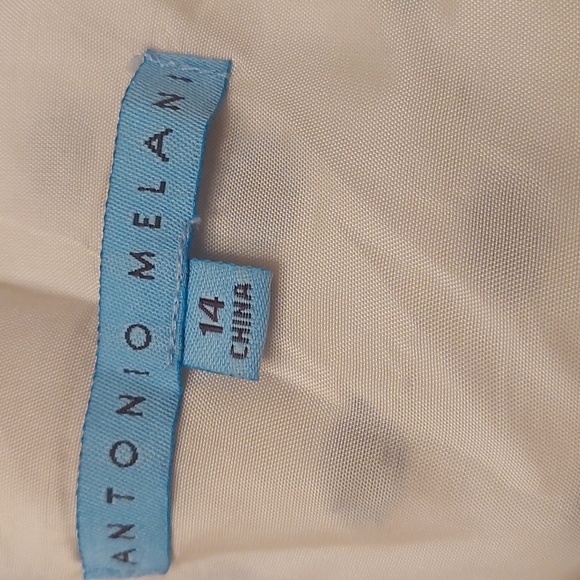 ANTONIO MELANI EMBROIDERED FLORAL SPRING DRESS Sz 14 punched fabric! Pleats! OmG - Picture 7 of 7